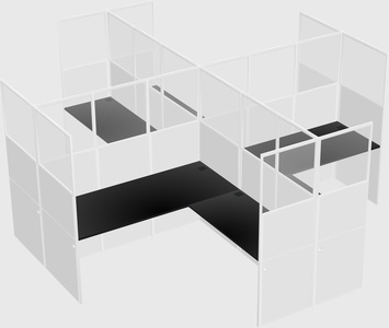 Shared l-shaped cubicles