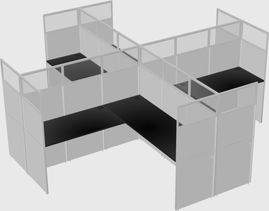 Shared l-shaped cubicles
