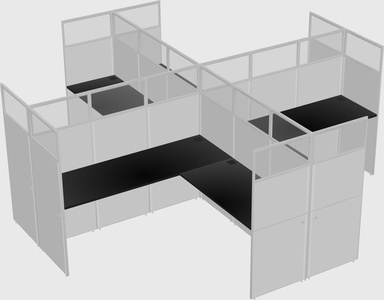 Shared l-shaped cubicles