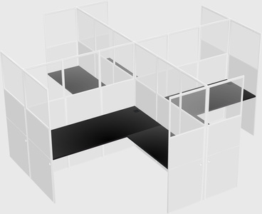 Shared l-shaped cubicles
