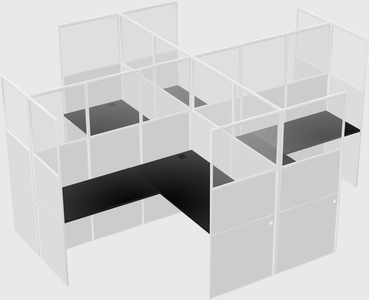 Shared l-shaped cubicles
