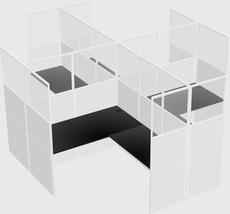 Shared l-shaped cubicles