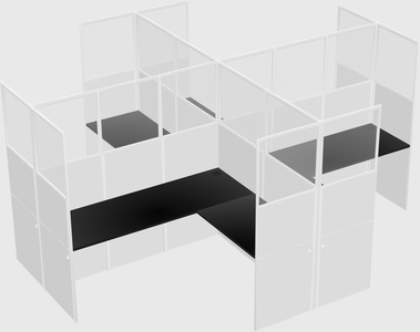 Shared l-shaped cubicles