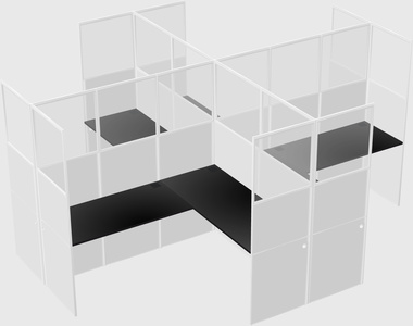 Shared l-shaped cubicles