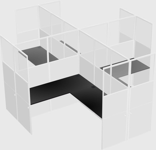 Shared l-shaped cubicles