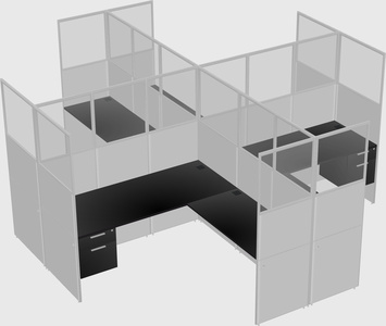 Shared l-shaped cubicles