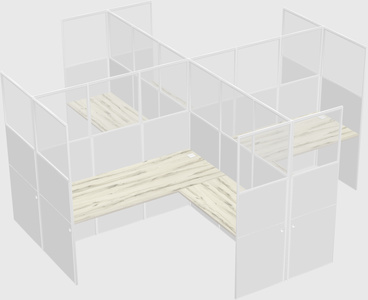 Shared l-shaped cubicles