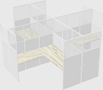 Shared l-shaped cubicles