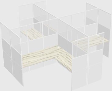 Shared l-shaped cubicles
