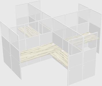 Shared l-shaped cubicles