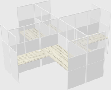 Shared l-shaped cubicles