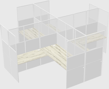 Shared l-shaped cubicles