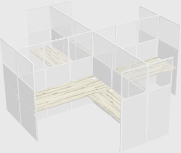 Shared l-shaped cubicles