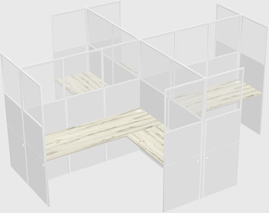 Shared l-shaped cubicles