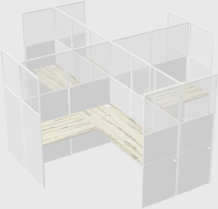 Shared l-shaped cubicles