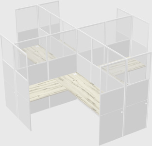 Shared l-shaped cubicles