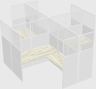Shared l-shaped cubicles