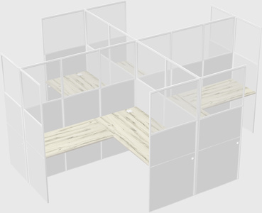 Shared l-shaped cubicles