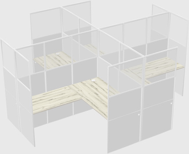 Shared l-shaped cubicles