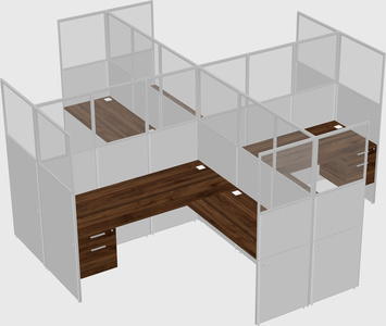 Shared l-shaped cubicles