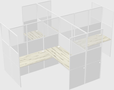 Shared l-shaped cubicles