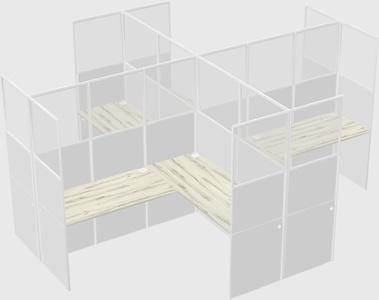 Shared l-shaped cubicles