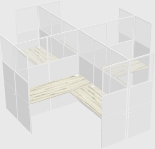 Shared l-shaped cubicles