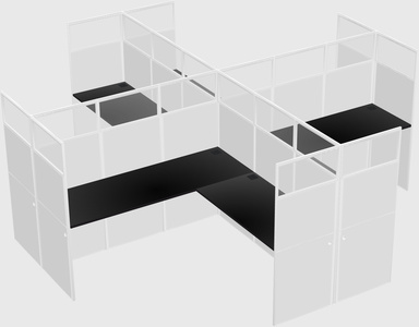 Shared l-shaped cubicles
