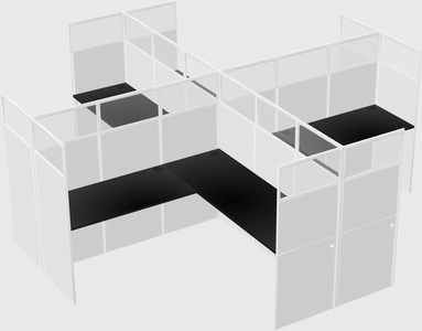 Shared l-shaped cubicles