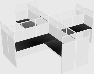 Shared l-shaped cubicles