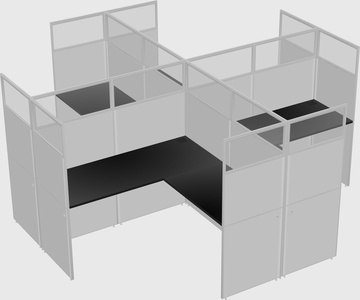 Shared l-shaped cubicles