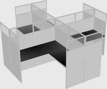 Shared l-shaped cubicles
