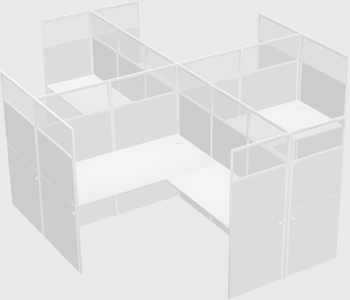 Shared l-shaped cubicles