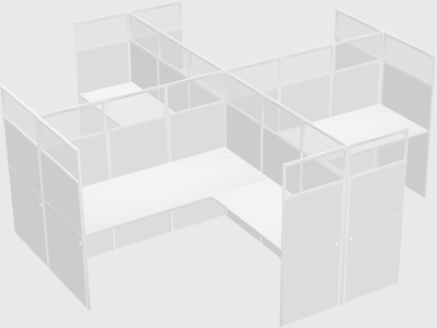 Shared l-shaped cubicles
