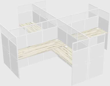 Shared l-shaped cubicles