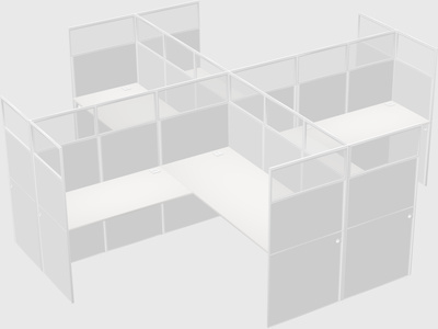 Shared l-shaped cubicles