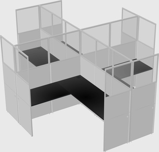 Shared l-shaped cubicles