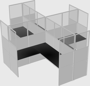 Shared l-shaped cubicles