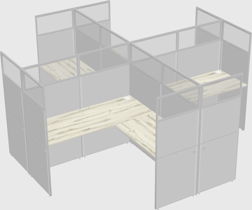 Shared l-shaped cubicles