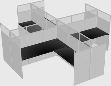 Shared l-shaped cubicles