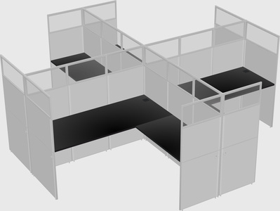 Shared l-shaped cubicles