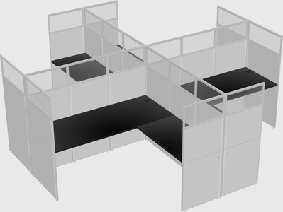 Shared l-shaped cubicles