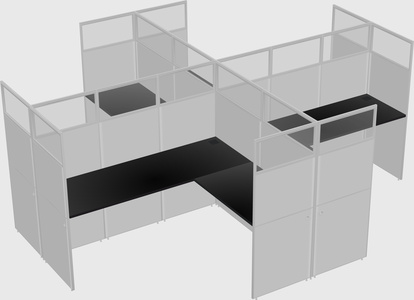 Shared l-shaped cubicles