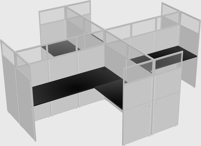 Shared l-shaped cubicles