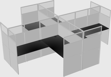 Shared l-shaped cubicles
