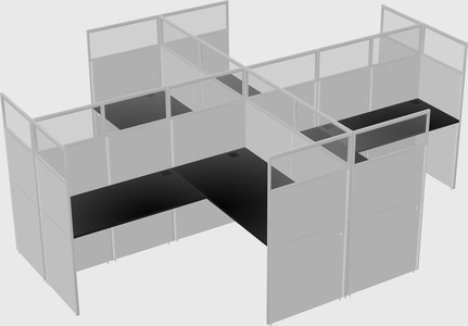 Shared l-shaped cubicles