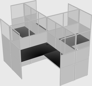 Shared l-shaped cubicles