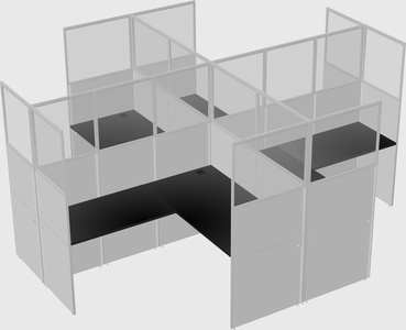 Shared l-shaped cubicles