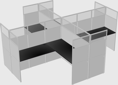 Shared l-shaped cubicles