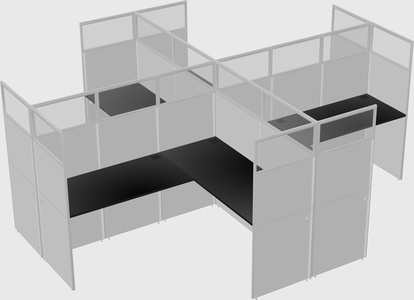 Shared l-shaped cubicles
